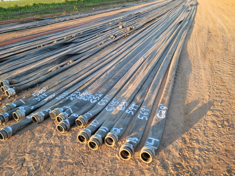 3 Miles of Used 6″ Rubber Nitrile Layflat Hose with Coupler Sets Starting @ $2.50/Ft