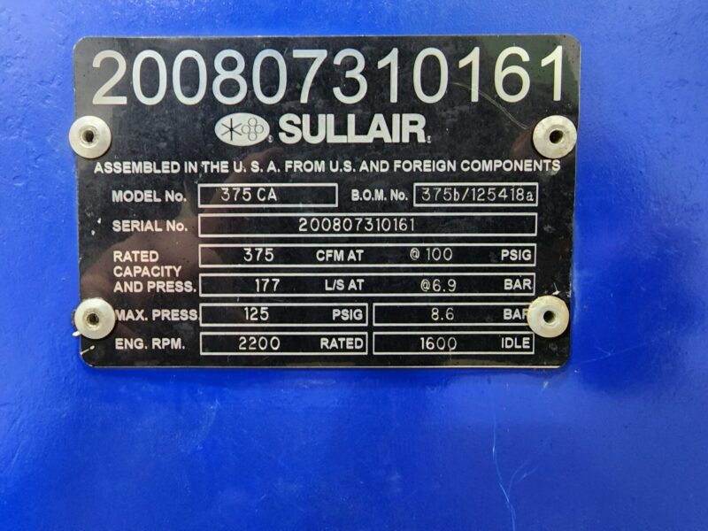 AC-54 2008 375CFM SullAir Air Compressor
