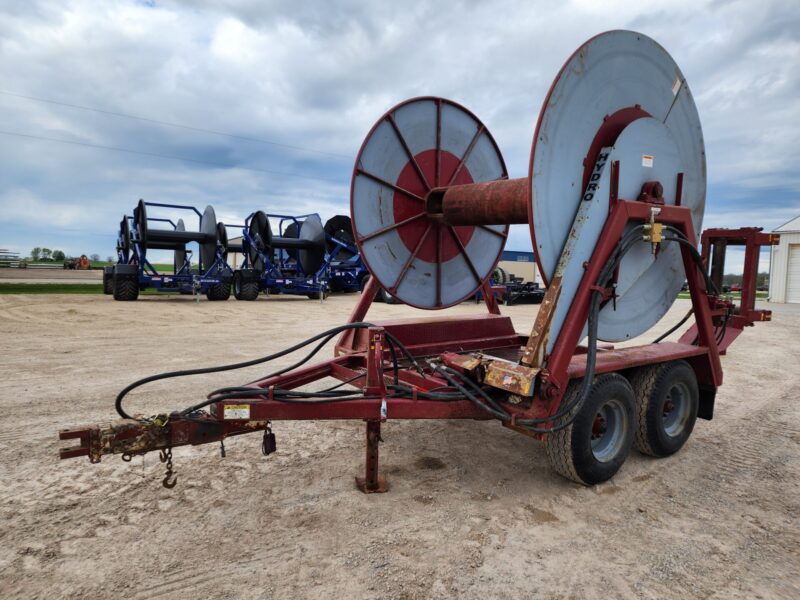 Hydro Engineering Tandem Axle Hose Cart Holds 1 Mile of 6″ Hose.