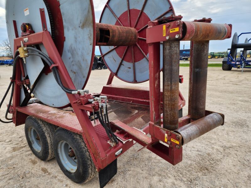 Hydro Engineering Tandem Axle Hose Cart Holds 1 Mile of 6″ Hose.