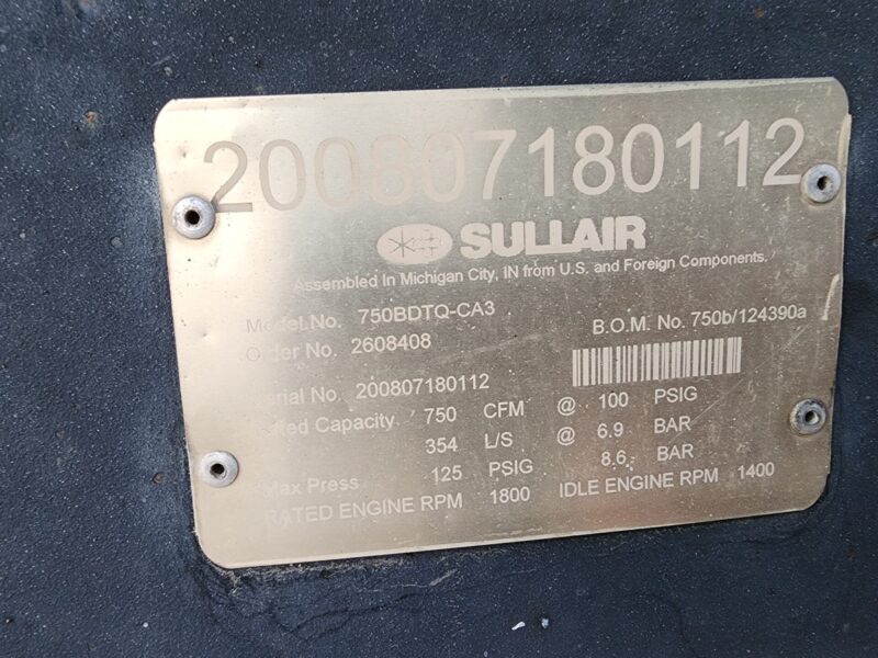 AC-72 750 CFM SullAir Compressor Cat C9 Acert Engine.