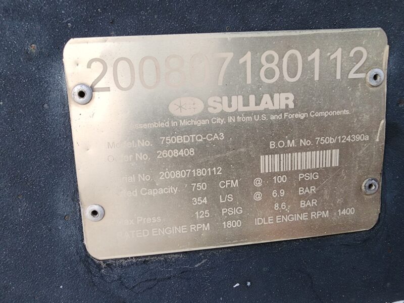 AC-72 750 CFM SullAir Compressor Cat C9 Acert Engine.