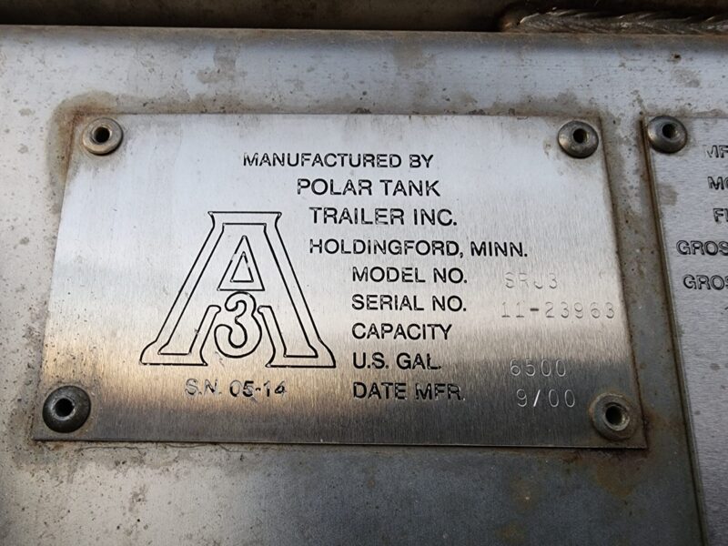 U-4765 2001 Polar 6500 Gallon Stainless Steel Semi Tanker