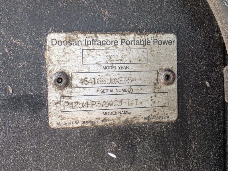 AC-73 425 CFM 2013 Doosan Cummins Engine Air Compressor