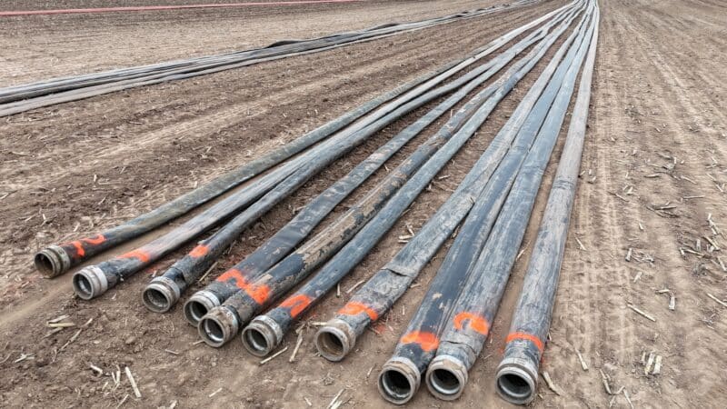 1.25 Miles of 8″ Oasis ETW TPU Supply Hose with Couplers off our pumping crews for sale.