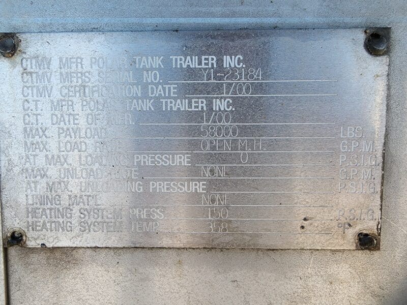 U-4779 2000 Polar 5000 Gallon Stainless Steel Semi Tanker