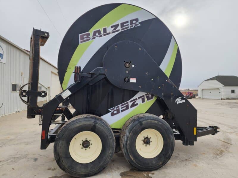 Used Balzer Tandem Axle 9 x 8″ Reel Holds up to 9 hose lengths of 8″ Hose