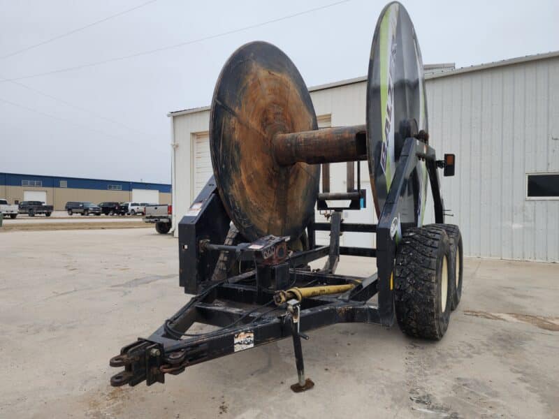 Used Balzer Tandem Axle 9 x 8″ Reel Holds up to 9 hose lengths of 8″ Hose