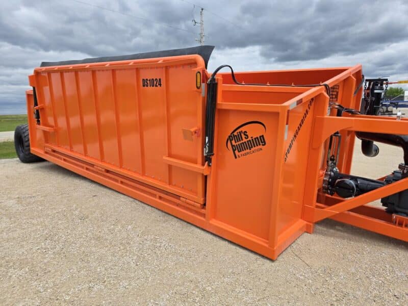Phil’s Pumping 10,000 Gallon High Pressure Manure Transfer Dumpster & Boost Pump Combo.