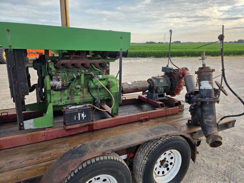 6.8L John Deere Engine Unit w. 4414 Cornell Pump on Trailer.
