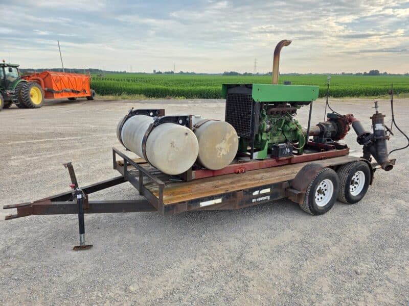 6.8L John Deere Engine Unit w. 4414 Cornell Pump on Trailer.