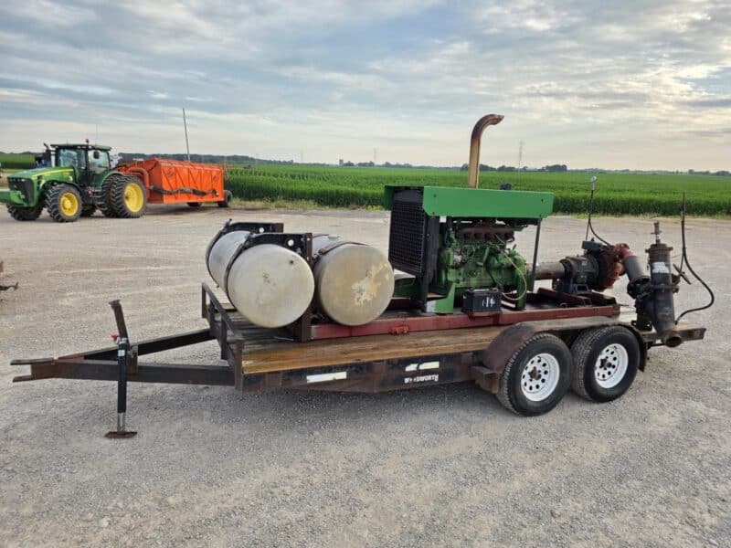 6.8L John Deere Engine Unit w. 4414 Cornell Pump on Trailer.