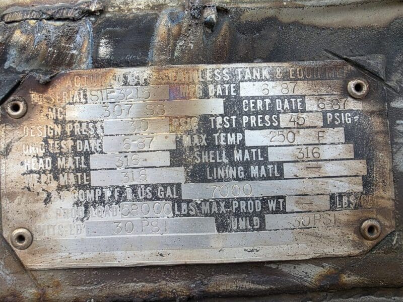 U-4802 1987 STE 7000 Gallon Stainless Steel Semi Tanker