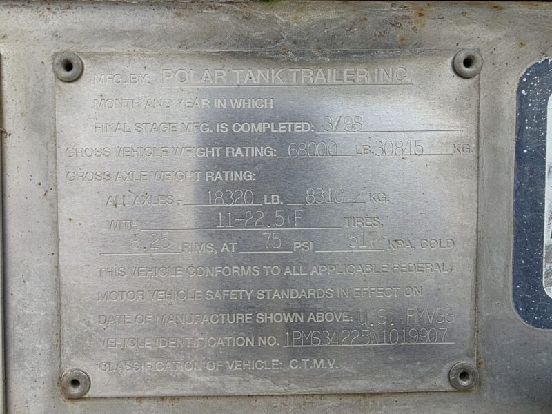 U-4824 1998 Polar 7000 Gallon Stainless Steel Semi Tanker