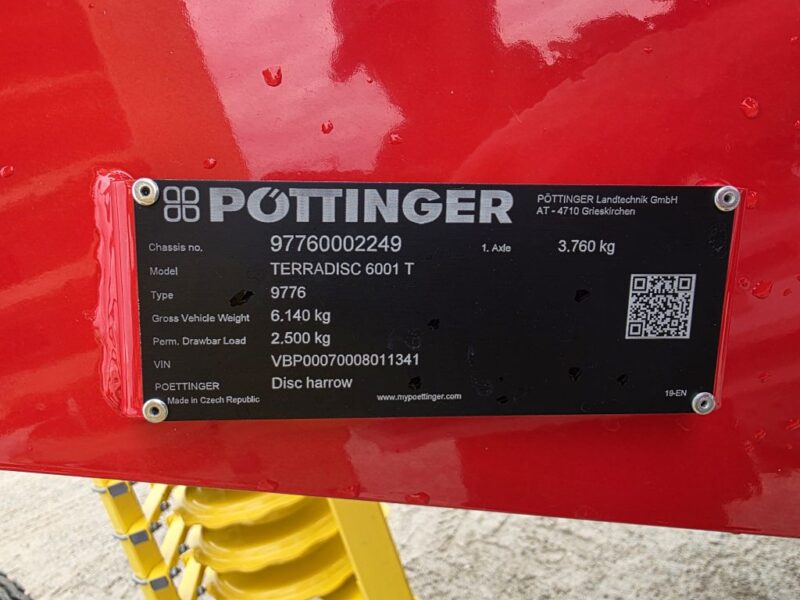 New 6001T 20′ Pull Type Pottinger Terra Disc with Pack Ring roller