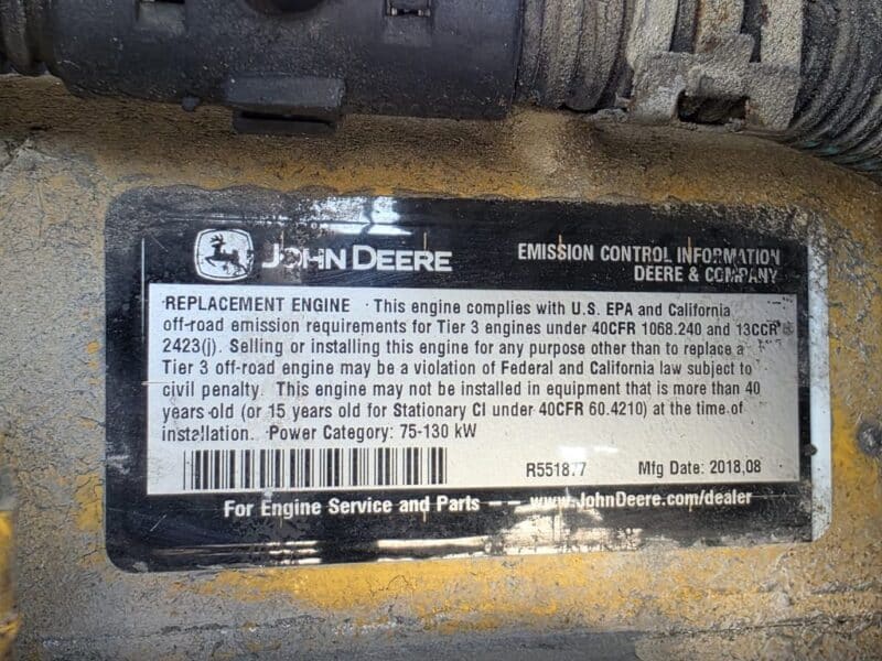 AC-93 375 CFM 2018 Sullair John Deere Engine Air Compressor