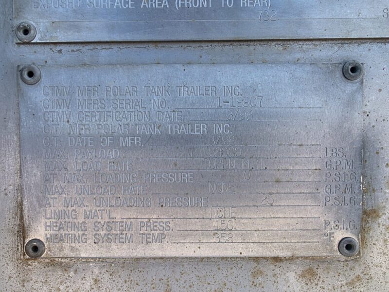 U-4824 1998 Polar 7000 Gallon Stainless Steel Semi Tanker