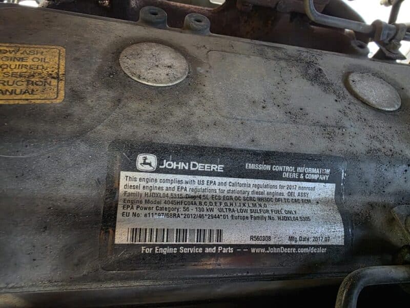 AC-97 400 CFM 2017 Atlas Copco John Deere Engine Air Compressor