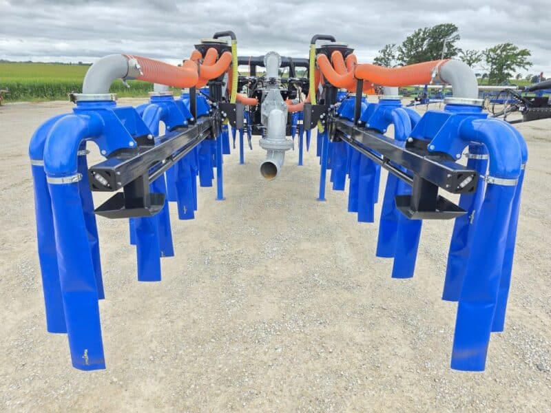 New 48′ Dribble Bar w. H.D. 8″ Stinger w. Mini Manifolds to 4″ Hoses