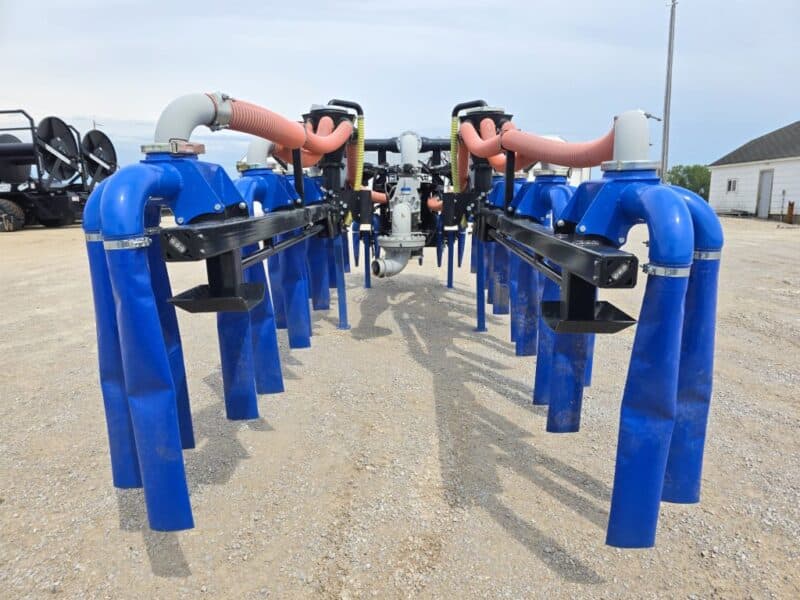 48′ Dribble Bar w. H.D. 6″ Stinger w. Mini Manifolds to 4″ Hoses