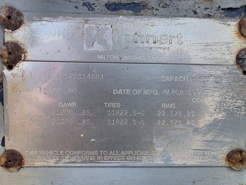 U-4833 1993 Krohnert 6800 Gallon Stainless Steel Semi Tanker