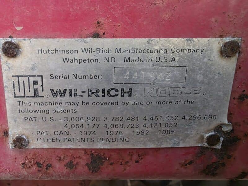 Wil-Rich 12′ 6″ Offset Disk. Hydraulic Lift Dual Implement Tires.