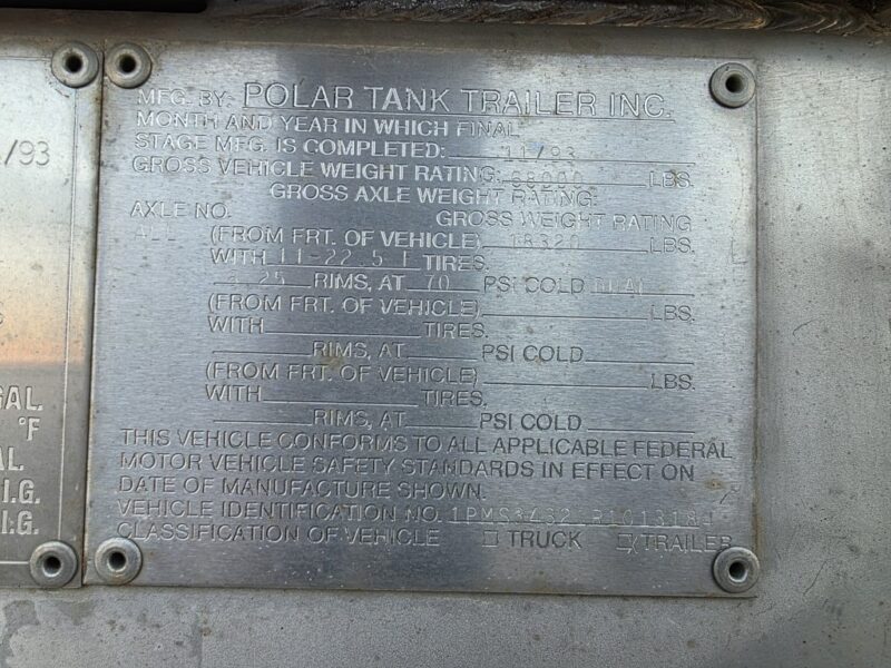U-4844 1994 Polar 7000 Gallon Stainless Steel Semi Tanker U-4844 1994 Polar 7000 Gallon Stainless Steel Semi Tanker