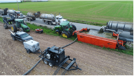 Modern manure dragline and pumping system showing the Future of Manure Equipment and efficient nutrient application.