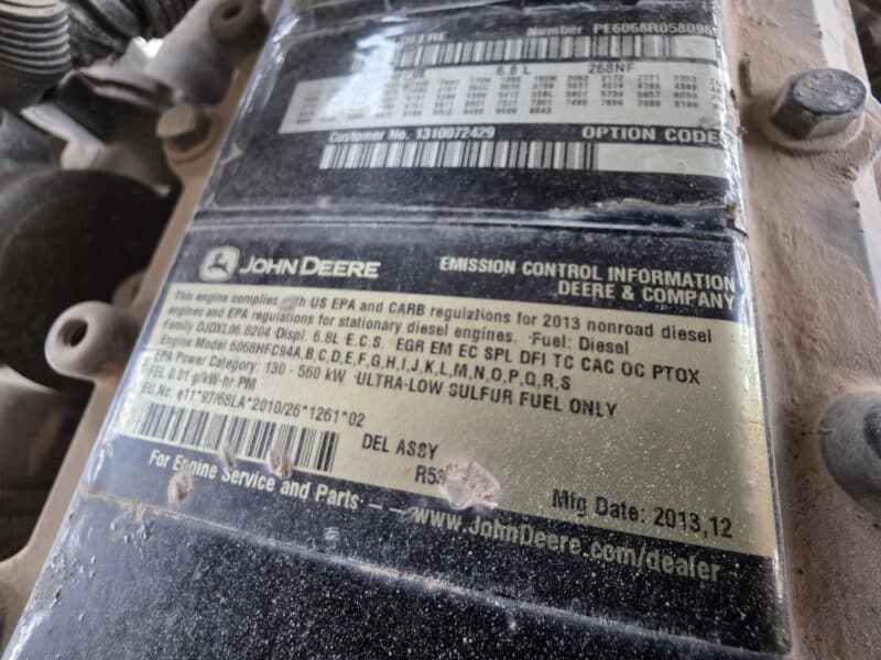 AC-108 750 CFM 2014 Atlas Copco 6.8L John Deere Engine Air Compressor