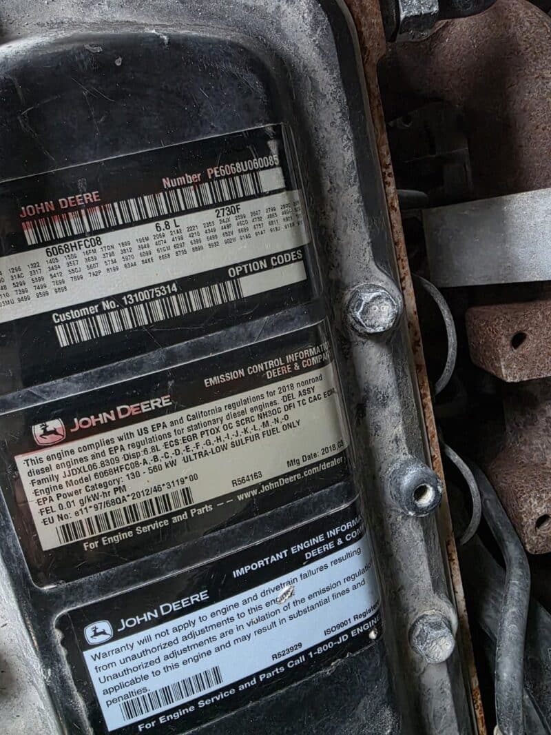 AC-110 750 CFM 2018 Atlas Copco 6.8L John Deere Engine Air Compressor