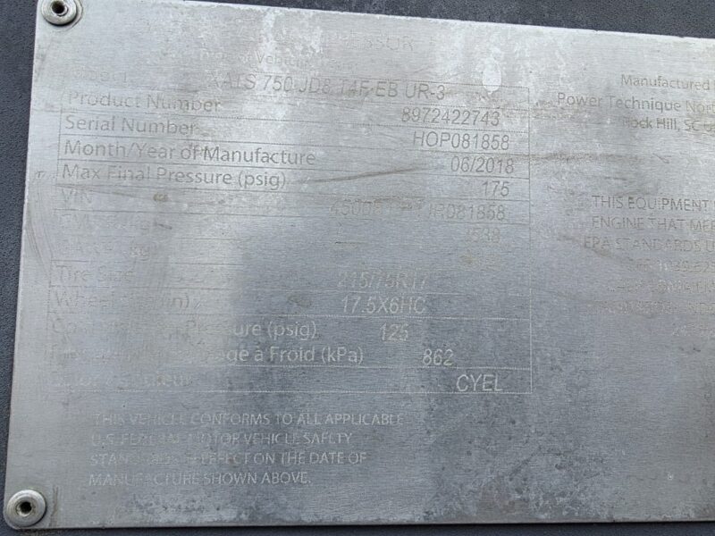 AC-110 750 CFM 2018 Atlas Copco 6.8L John Deere Engine Air Compressor