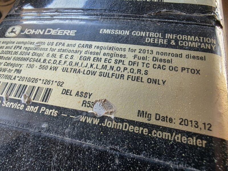 AC-108 750 CFM 2014 Atlas Copco 6.8L John Deere Engine Air Compressor