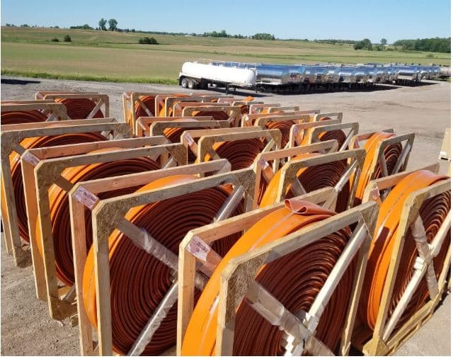 Heavy-duty manure hose reels prepared for efficient manure pumping and dragline manure application systems