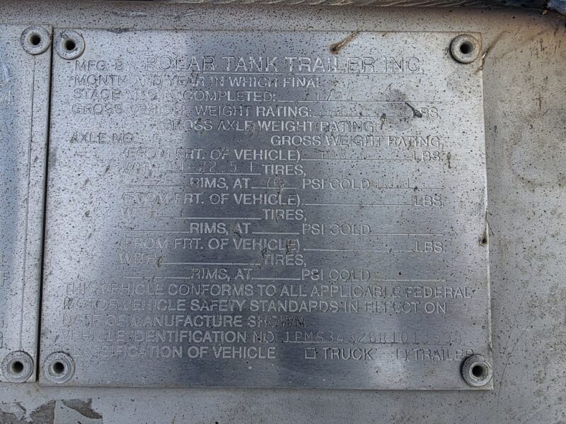 U-4845 1994 Polar 7000 Gallon Stainless Steel Semi Tanker