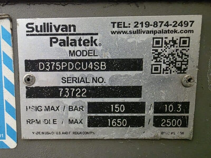 AC-111 375 CFM 2017 Sullivan Cummins Engine Air Compressor