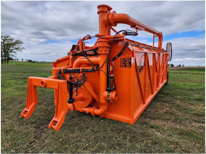 Custom fabricated farm dumpster built for heavy solid debris and daily agricultural waste handling