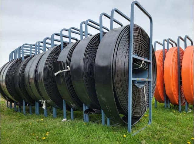 Worn manure drag hoses showing signs of pressure fatigue and abrasion that can lead to costly system downtime