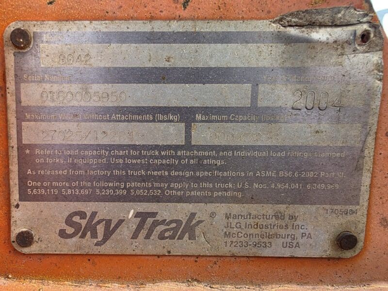 2004 Sky Trak 8042 w. 4835 Hours. with Forks