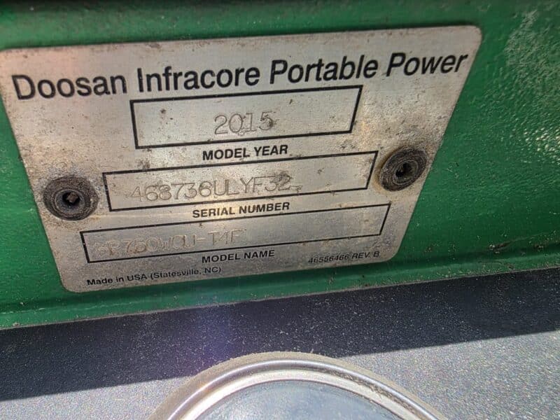 AC-121 750 CFM 2015 Doosan Cummins Engine Air Compressor