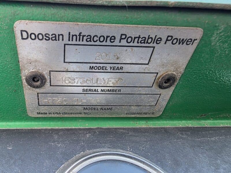 AC-121 750 CFM 2015 Doosan Cummins Engine Air Compressor