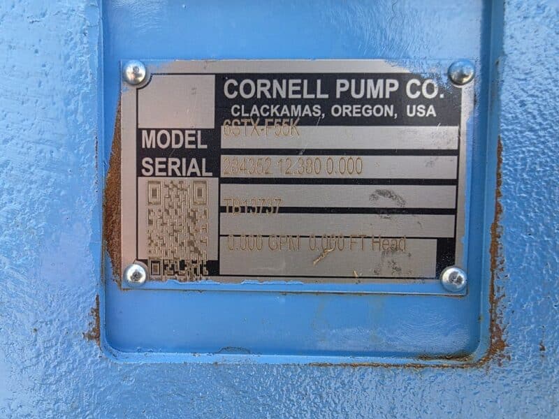 Lightly Used 6 STX Cornell Trash Pump