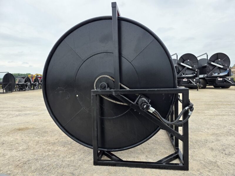 3 Pt Hose Reel Holds 1 Mile of 6″ w. 1320′ of 5.5″ Mandals XP Drag Hose