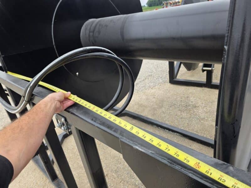 3 Pt Hose Reel Holds 1 Mile of 6″ w. 1320′ of 5.5″ Mandals XP Drag Hose