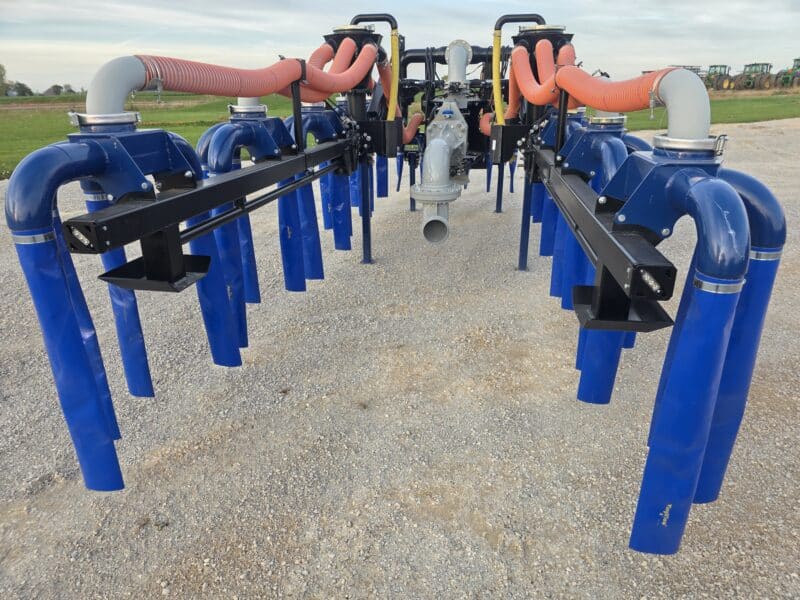 New 48′ Dribble Bar w. H.D. 8″ Stinger w. Mini Manifolds to 4″ Hoses