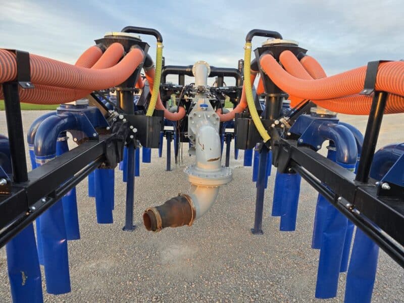 Lightly Used 48′ Dribble Bar w. H.D. 8″ Stinger w. Mini Manifolds to 4″ Hoses