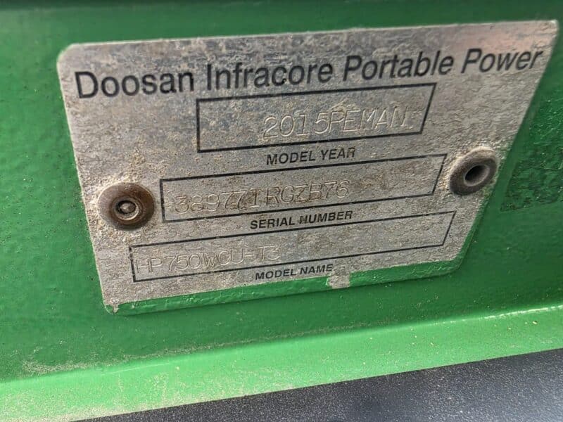 AC-118 750 CFM 2015 Doosan Cummins Engine Air Compressor