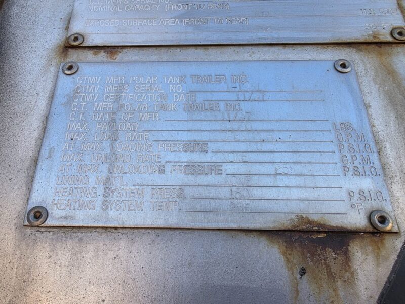 U-4927 1998 Polar 7000 Gallon Stainless Steel Semi Tanker